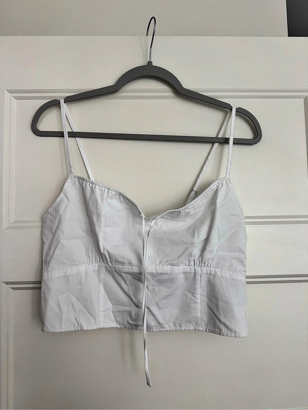Abercrombie & Fitch Ruched Tie-Front Cami White Cropped Medium